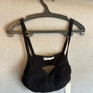 Crochet black knit top by Anthropologie